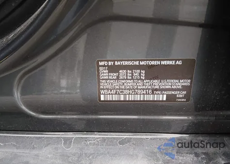 2017 BMW 430I Gran Coupe z USA, uszkodzony, nr VIN WBA4F7C38HG789416